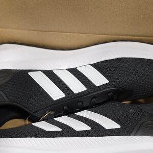 Adidas Black Mesh Sneakers with White Stripes New With Box